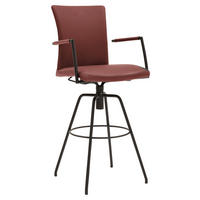 BARHOCKER Echtleder Rot Lederauswahl, Stoffauswahl, Typenauswahl, automatische Rückholfunktion  - Rot/Schwarz, Design, Leder/Metall (55/114/58cm) - Musterring