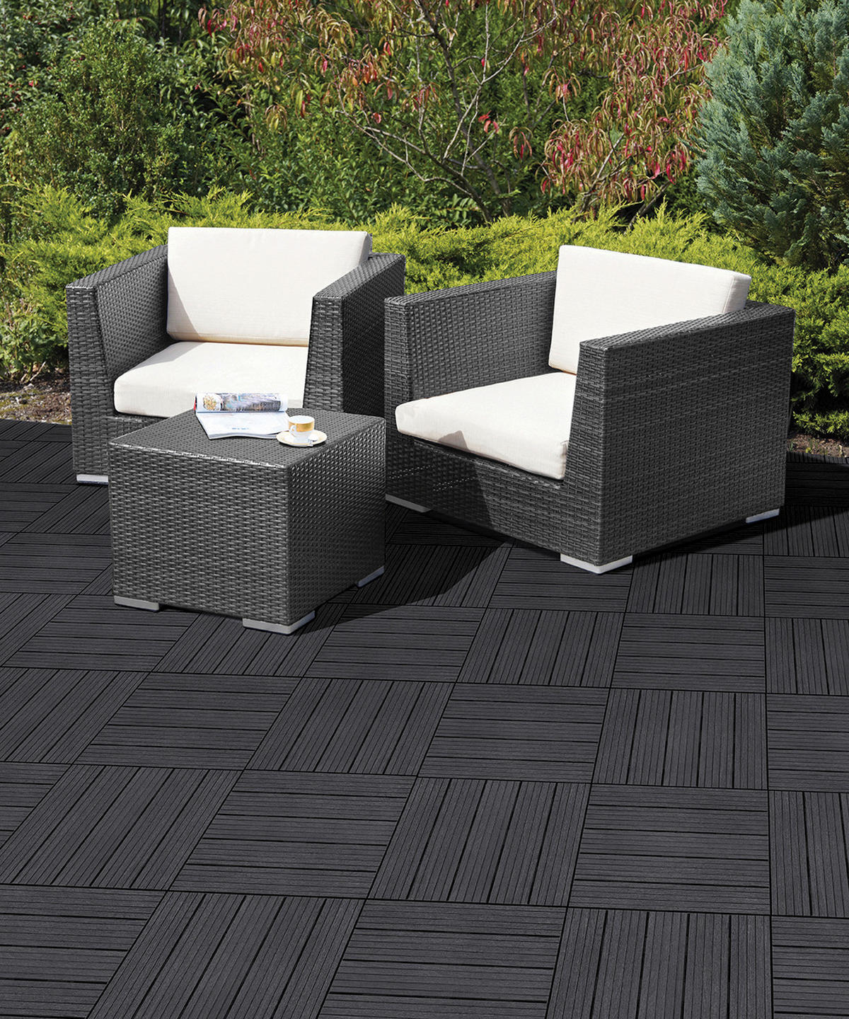 TERRASSENFLIESE 30X30CM 6-ER SET  - Graphitfarben, MODERN, Kunststoff (31,9/31,9/9,2cm)
