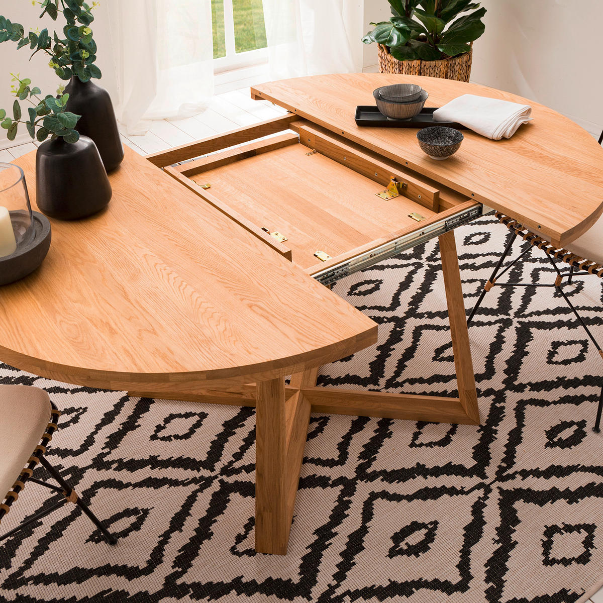 ESSTISCH in Holz 120-160/120/75 cm  - Wildeiche, Natur, Holz (120-160/120/75cm) - home24