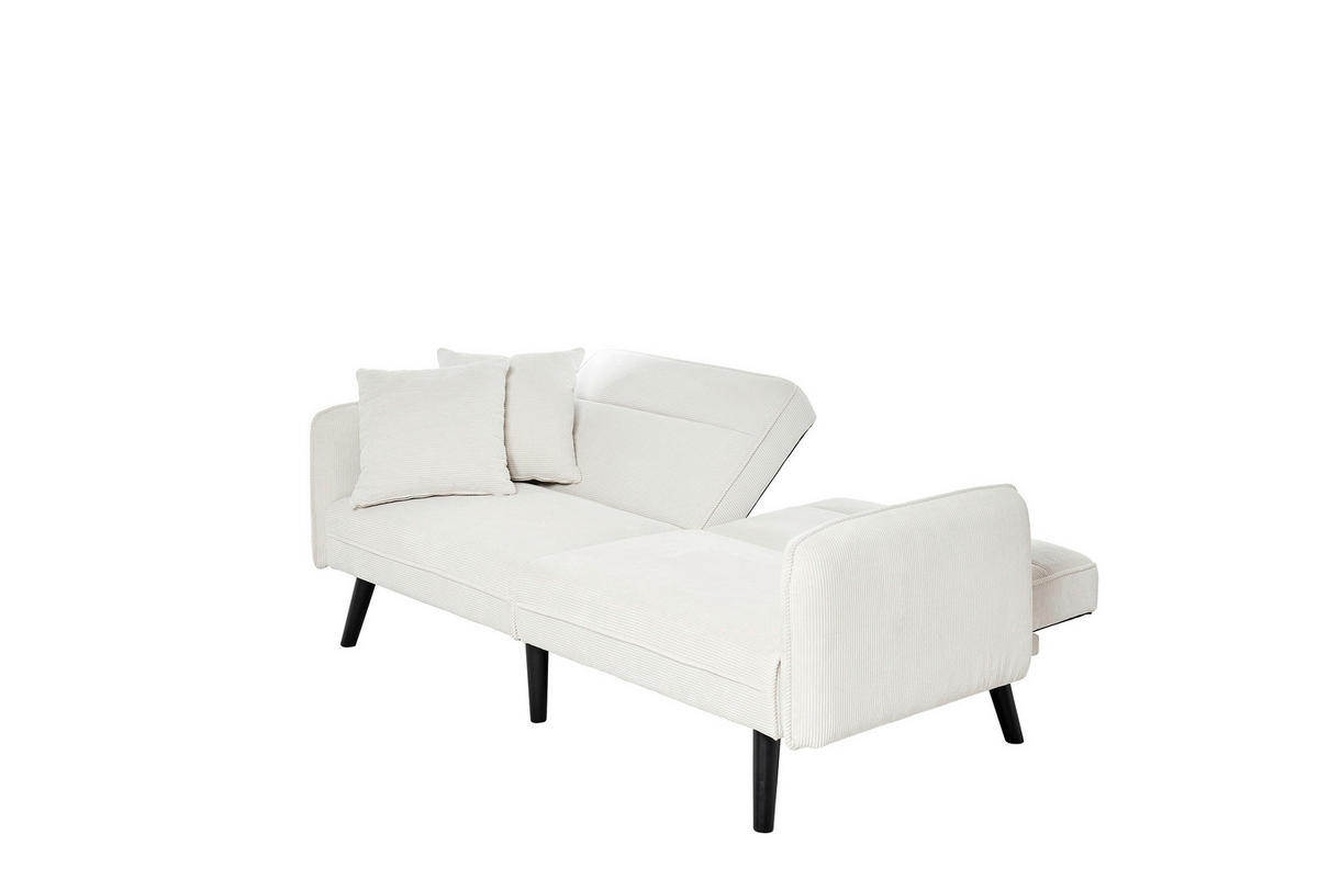 SCHLAFSOFA Cord Elfenbein  - Elfenbein/Champagner, MODERN, Holz/Textil (191/83/84cm) - Livetastic