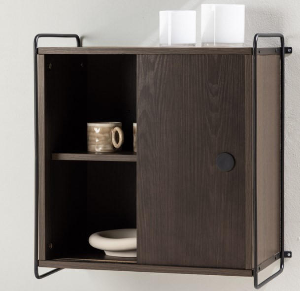 VÄGGHÄNGD MODUL svart, mörkbrun  60/68/35 cm  - svart/mörkbrun, Design, metall/trämaterial (60/68/35cm) - Niels Andersson