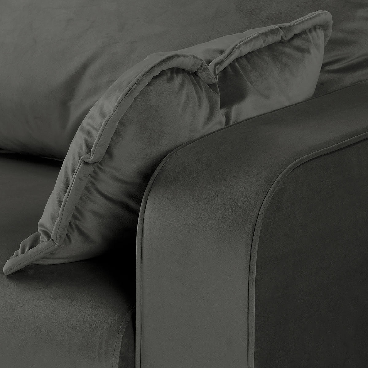 3-SITZER-SOFA Mikrofaser Dunkelgrau  - Wengefarben/Dunkelgrau, Design, Holz/Textil (193/86/87cm) - Livetastic