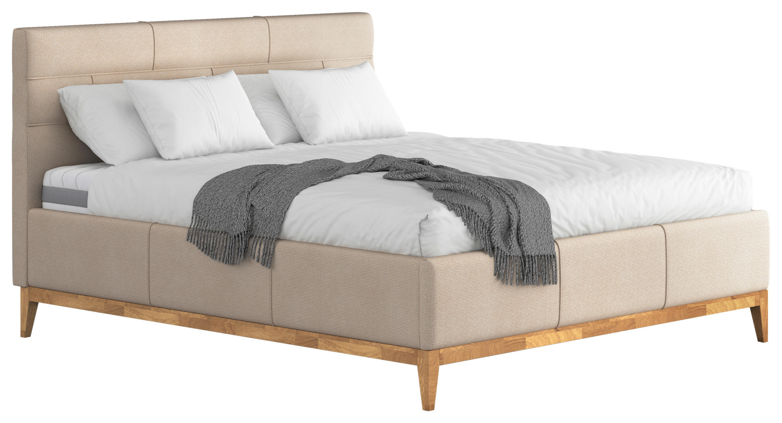 POLSTERBETT Lattenrost, Bettkasten, Matratzen 180/200 cm  in Beige  - Eichefarben/Anthrazit, MODERN, Holz/Holzwerkstoff (180/200cm) - MID.YOU