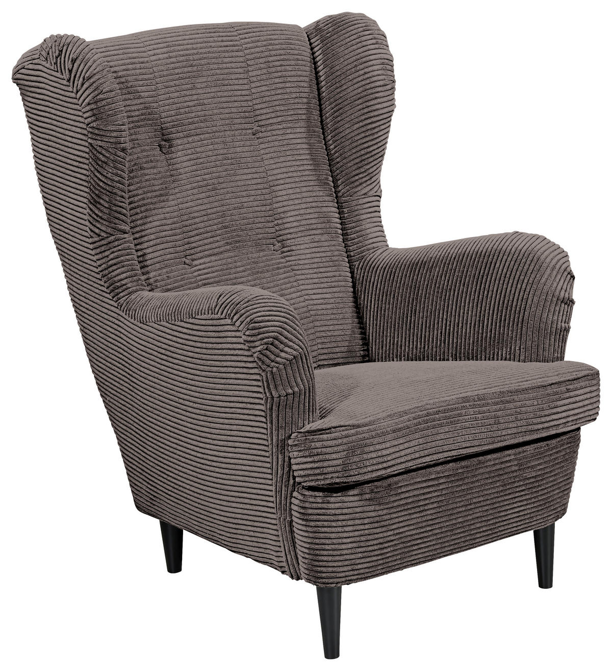 OHRENSESSEL Cord Mokka  - Schwarz/Mokka, Basics, Holz/Textil (78/102/98cm) - Carryhome