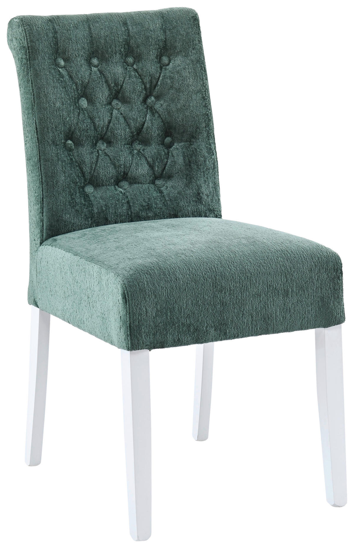 STUHL Chenille Grün Buche massiv  - Weiß/Grün, KONVENTIONELL, Holz/Textil (46,5/91/65cm) - Cantus
