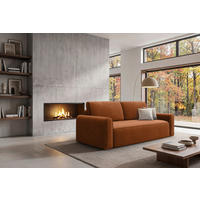 SCHLAFSOFA Chenille Terracotta  - Terracotta/Schwarz, Modern, Holz/Holzwerkstoff (240/92/103cm) - Livetastic
