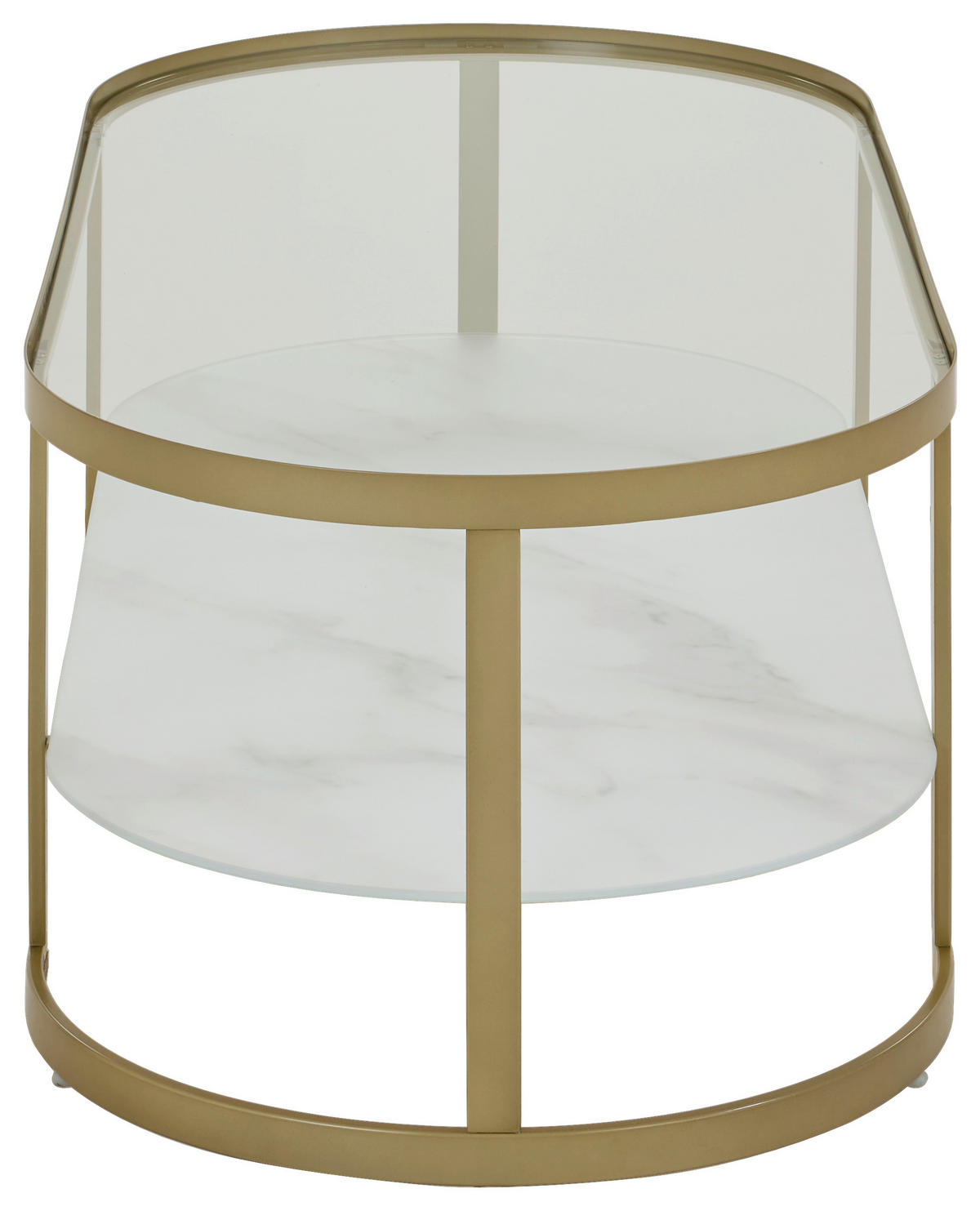 COUCHTISCH Klarglas, Kristallglas 120/55/40 cm oval Weiß, Goldfarben  - Goldfarben/Weiß, Design, Glas/Metall (120/55/40cm) - Livetastic