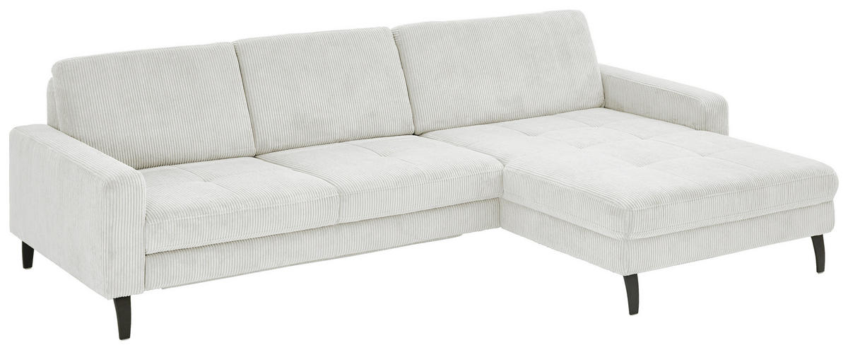 ECKSOFA in Cord Ecru  - Ecru/Schwarz, Modern, Textil/Metall (302/177cm) - Beldomo Style