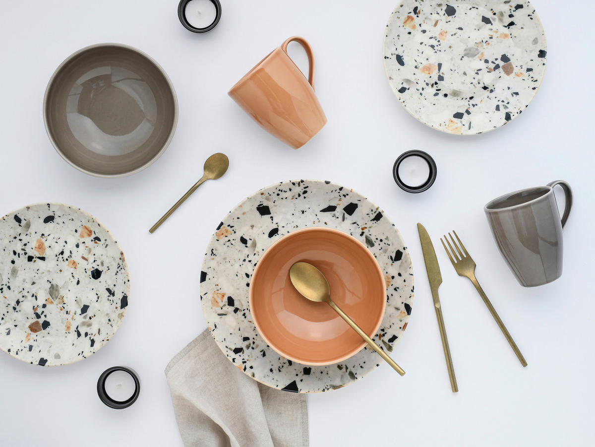 KOMBISERVICE Terrazzo Mix 16-teilig  - Koralle/Multicolor, Basics, Keramik - Creatable