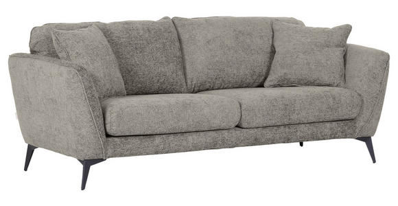 BIGSOFA Chenille Hellgrau  - Hellgrau/Schwarz, KONVENTIONELL, Textil/Metall (215/70/98cm) - Carryhome