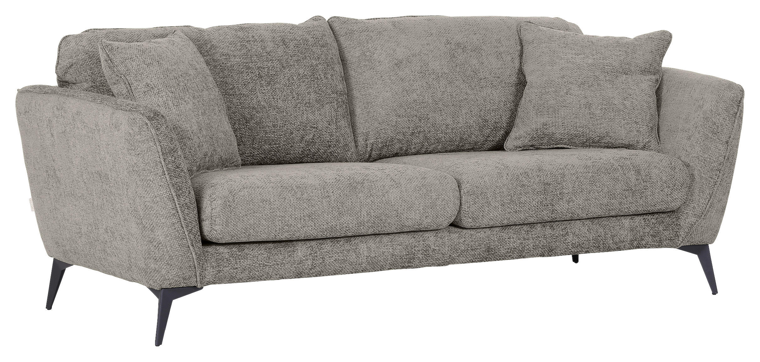 BIGSOFA Chenille Hellgrau  - Hellgrau/Schwarz, KONVENTIONELL, Textil/Metall (215/70/98cm) - Carryhome