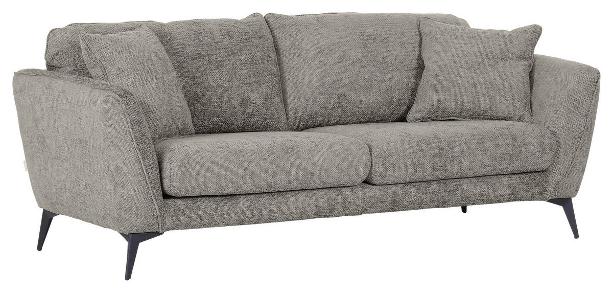 BIGSOFA in Chenille Hellgrau  - Hellgrau/Schwarz, Konventionell, Textil/Metall (215/70/98cm) - Carryhome