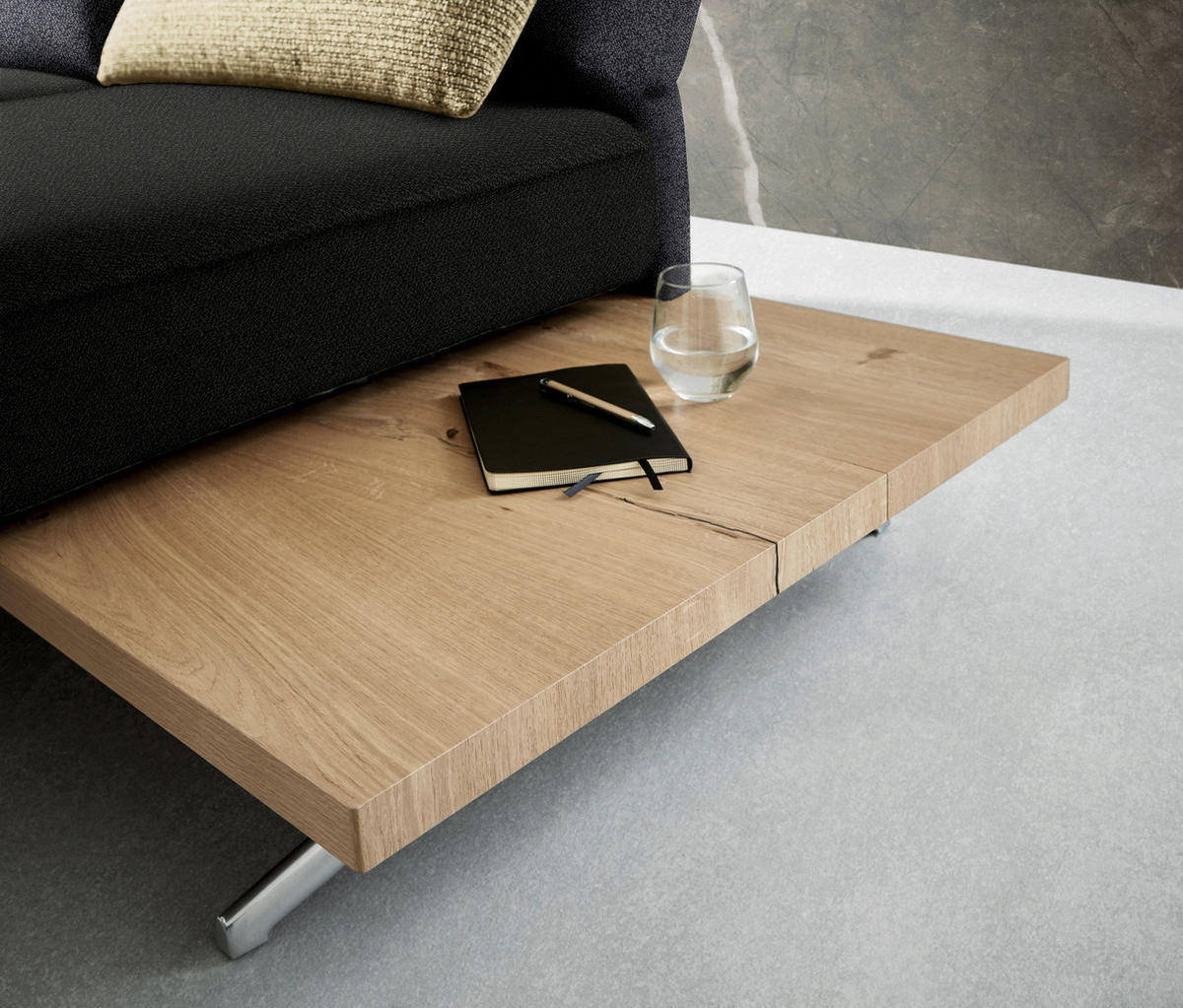 ECKSOFA in Flachgewebe Schwarz, Dunkelblau  132/240 cm  - Chromfarben/Schwarz, Design, Holz/Textil (132/240cm) - Koinor