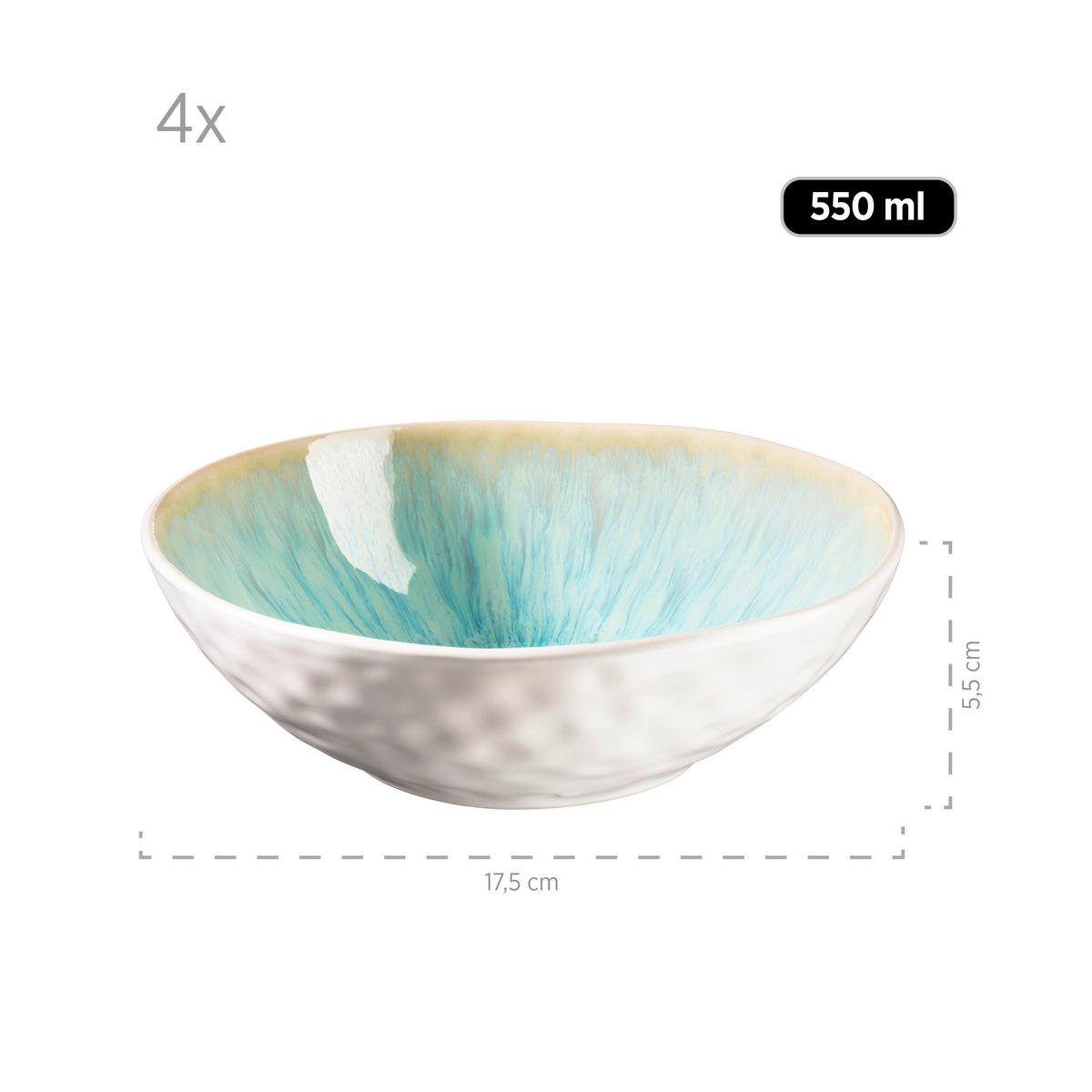 KOMBISERVICE Frozen 16-teilig  - Grün, Basics, Keramik (34,7/32/35cm) - Mäser