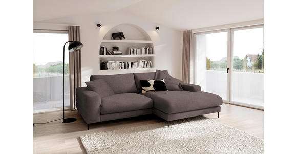 ECKSOFA  in Flachgewebe Hellbraun  253/177 cm  - Hellbraun/Schwarz, Design, Textil/Metall (253/177cm) - Dieter Knoll