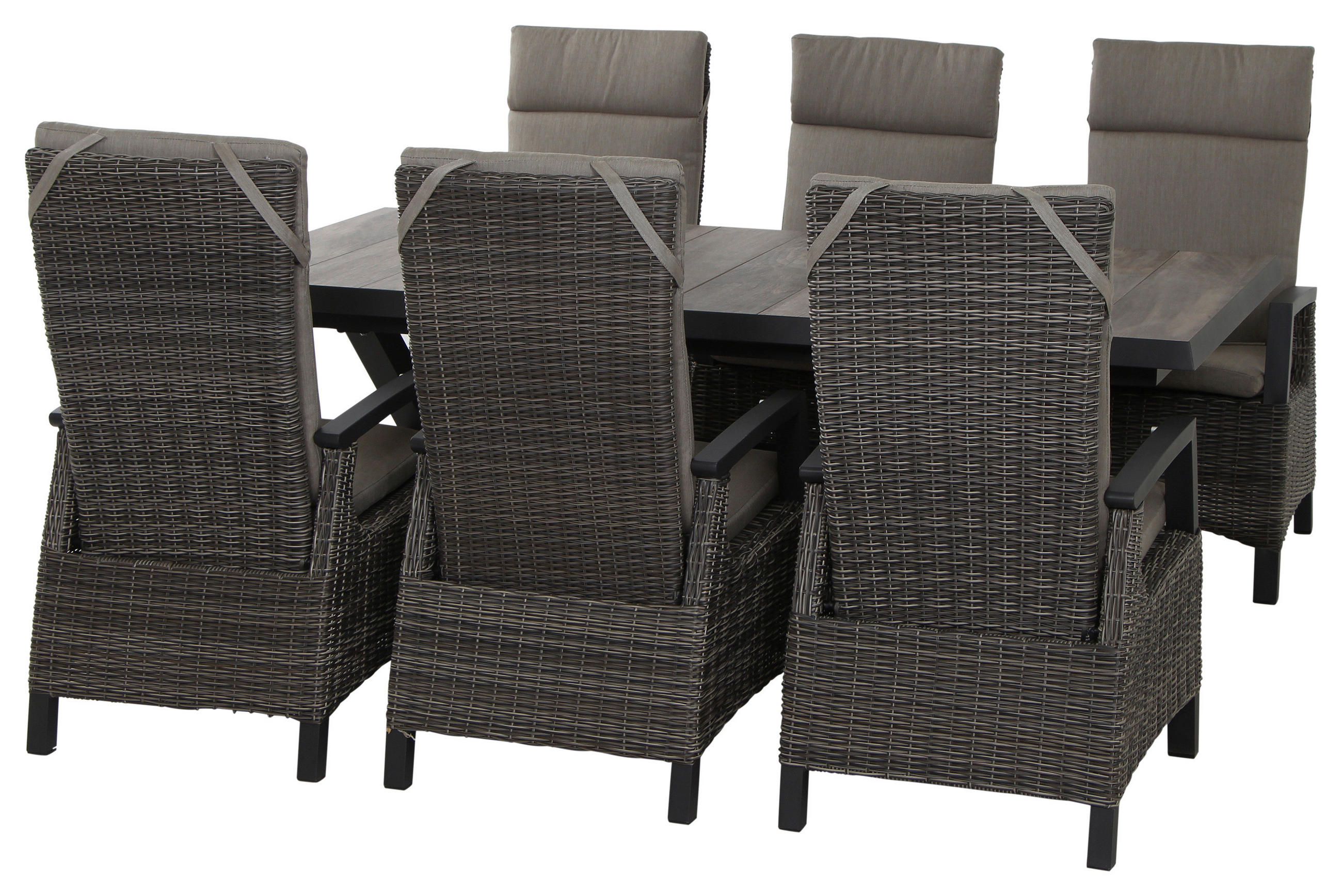 GARTENGARNITUR 7-teilig Aluminium  - Grau, Basics, Keramik/Kunststoff (100/109/200cm) - Siena Garden