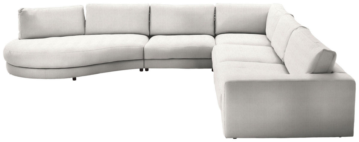 ECKSOFA in Chenille, Cord Creme  - Creme/Schwarz, Design, Kunststoff/Textil (425/365cm) - Lomoco