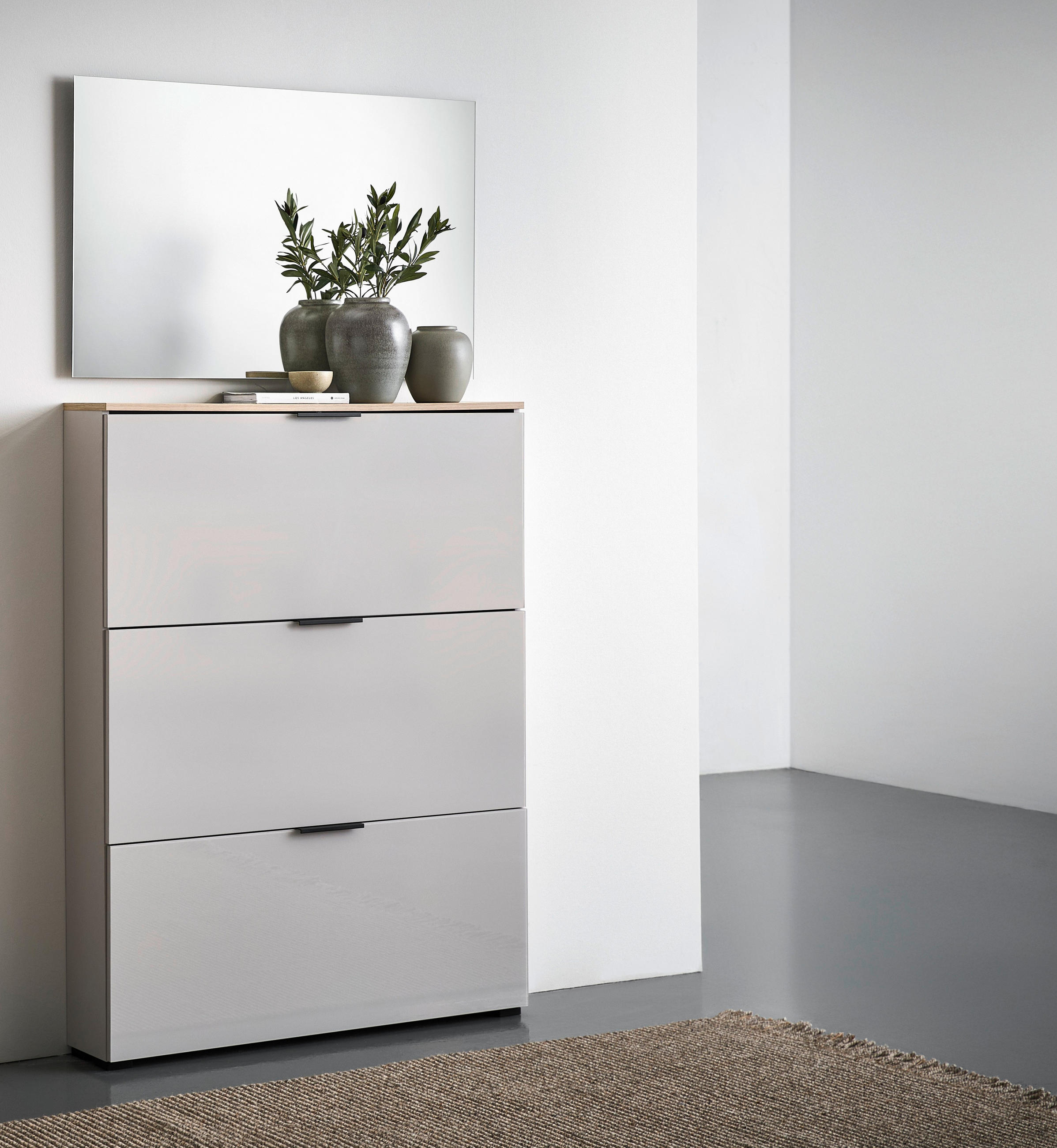 GARDEROBE 2-teilig  in 100/200/19 cm  - Kaschmir/Eichefarben, Design, Glas/Holzwerkstoff (100/200/19cm) - Voleo