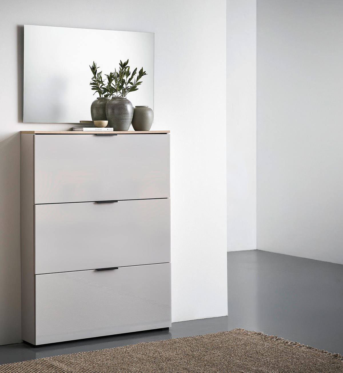 GARDEROBE 2-teilig  in 100/200/19 cm  - Kaschmir/Eichefarben, Design, Glas/Holzwerkstoff (100/200/19cm) - Voleo