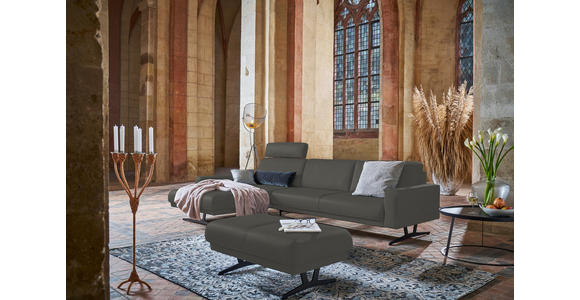 ECKSOFA in Echtleder Grau  - Anthrazit/Grau, KONVENTIONELL, Leder/Metall (182/324cm) - Ambiente