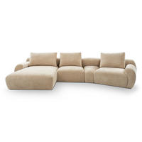 SOFFA i textil beige  - beige/svart, Modern, textil/plast (176/362cm) - Stylife