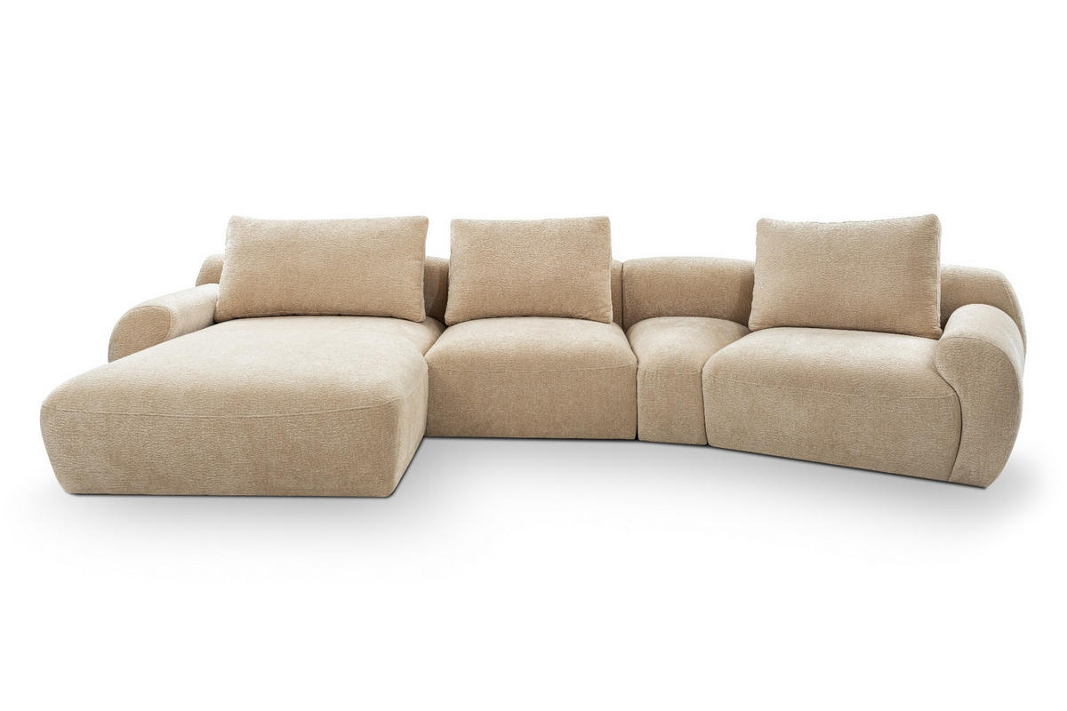 SOFFA i textil beige  - beige/svart, Modern, textil/plast (176/362cm) - Stylife