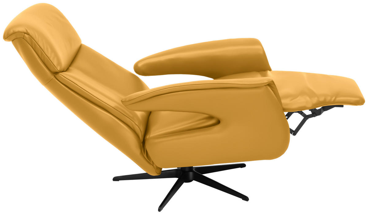 RELAXSESSEL in Leder Gelb  - Gelb/Schwarz, Design, Leder/Metall (78/106/88cm) - Welnova