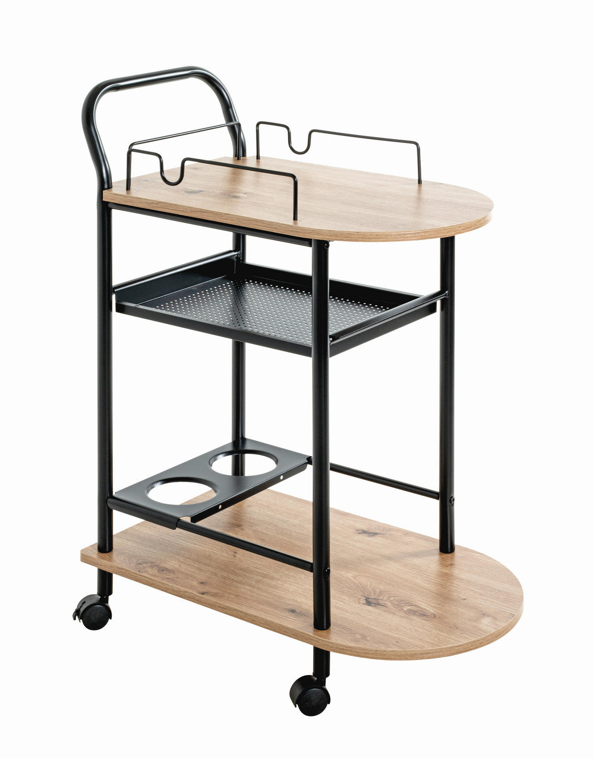 SERVÍROVACÍ VOZÍK, černá, barvy dubu, 65/35/83 cm - černá/barvy dubu, Design, kov/kompozitní dřevo (65/35/83cm)