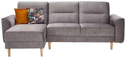ECKSOFA in Velours Anthrazit  - Currygelb/Anthrazit, Modern, Holz/Textil (144/240cm) - Max Winzer
