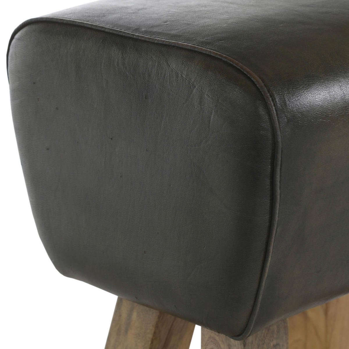 TABURET DE BAR in piele verde  - verde/culoare natur, Konventionell, lemn/piele (44/74/32cm) - Cantus