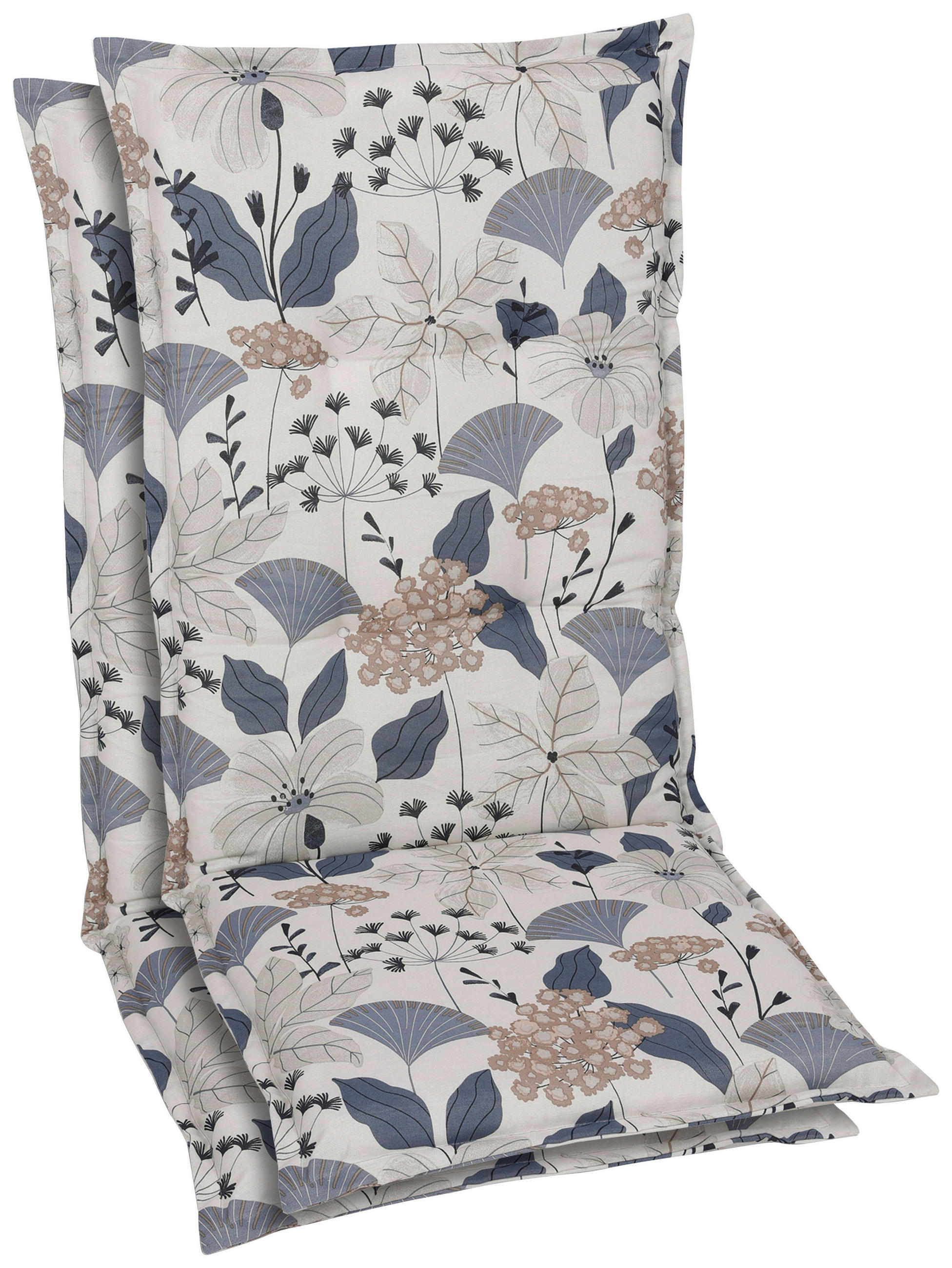 SESSELAUFLAGENSET Floral  - Blau/Beige, Basics, Textil (50/6/120cm)