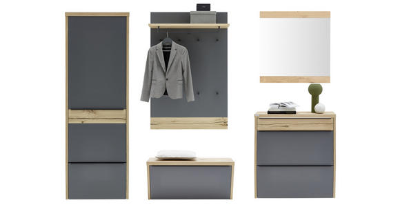 GARDEROBE 290/200/32 cm  - Eichefarben/Grau, Design, Holz/Holzwerkstoff (290/200/32cm) - Dieter Knoll