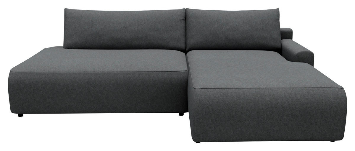 ECKSCHLAFSOFA in Struktur Graphitfarben  - Schwarz/Graphitfarben, Modern, Kunststoff/Textil (253/167cm) - Trendmanufaktur
