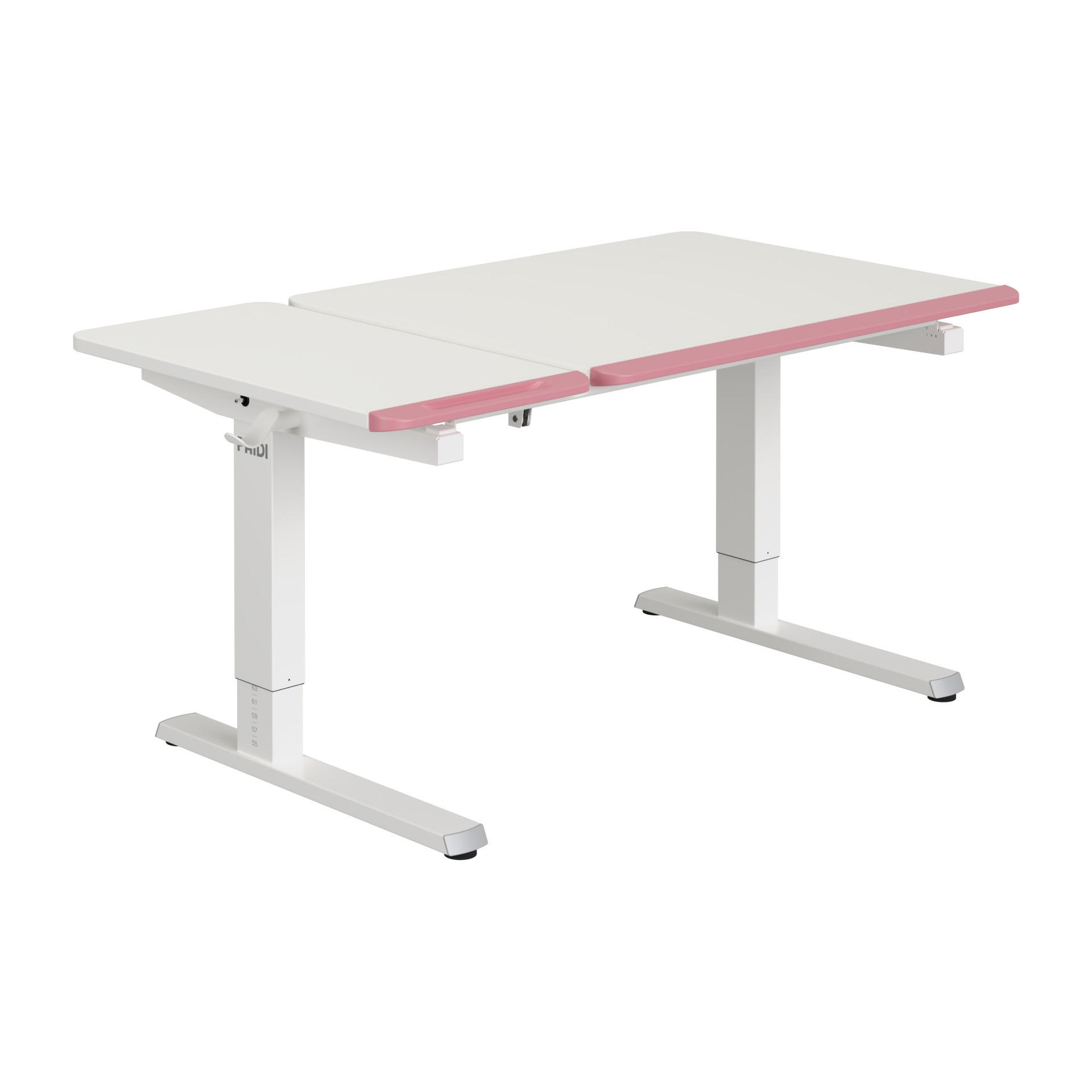 IFJÚSÁGI ÍRÓASZTAL  - rózsaszín/fehér, Basics, faalapú anyag/fém (130/75/53-79cm) - Paidi