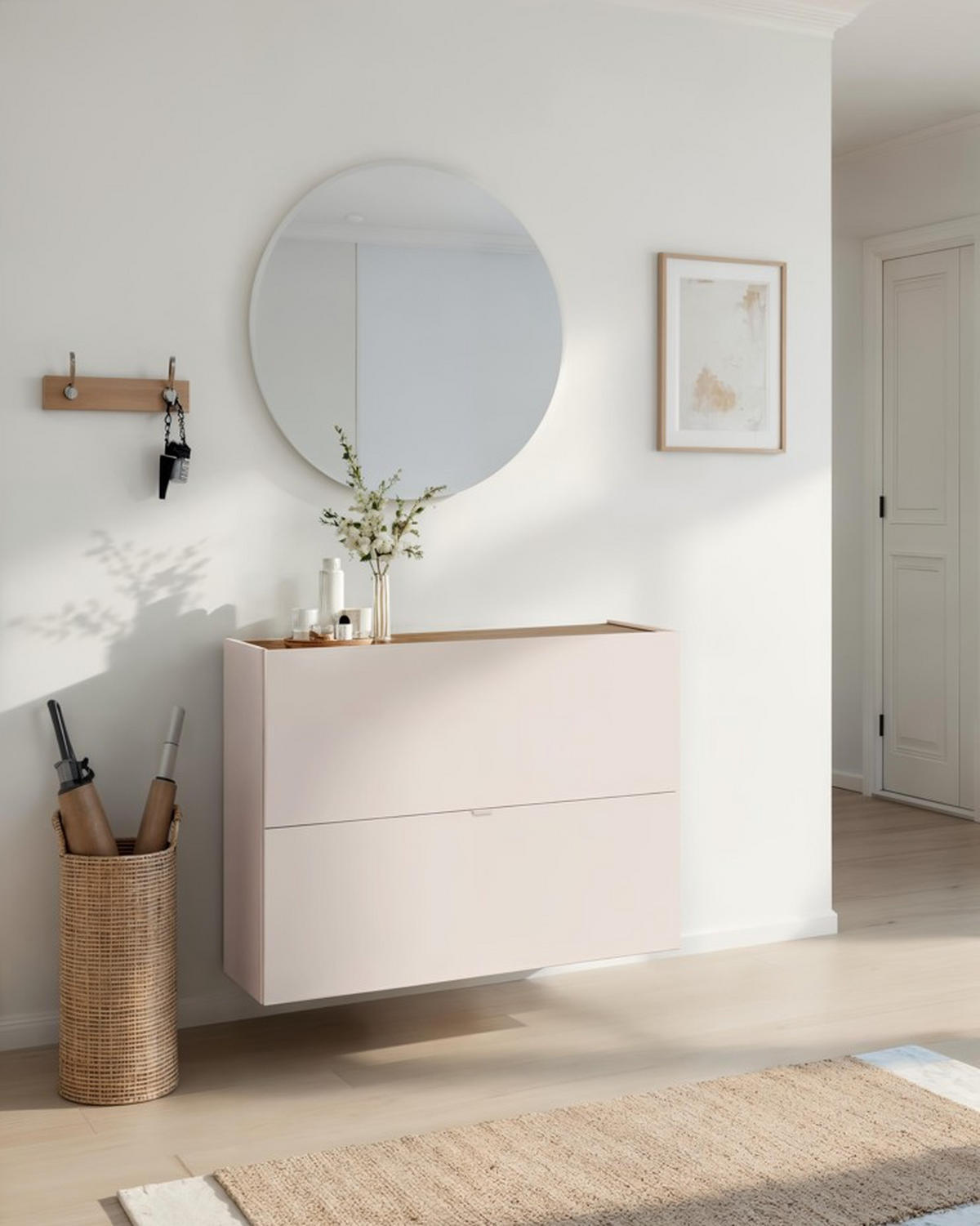 SCHUHKIPPER  in 104/77/29 cm  - Kaschmir/Eichefarben, Design, Holzwerkstoff/Metall (104/77/29cm) - MID.YOU