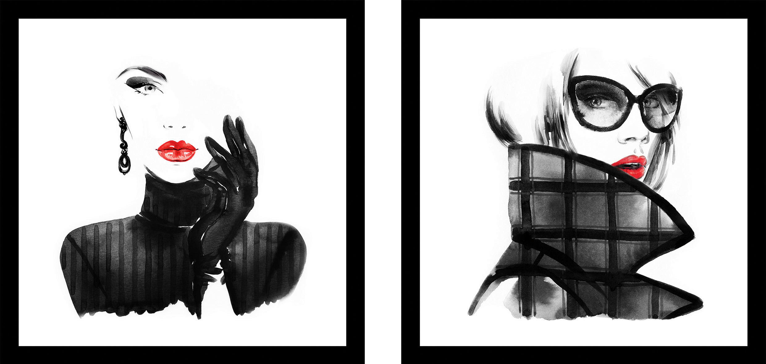 GLASBILD  - Rot/Schwarz, Basics, Glas (20/40/1,40cm) - Euroart