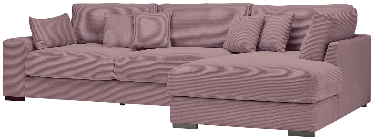 ECKSOFA in Cord Flieder  - Flieder/Schwarz, Design, Kunststoff/Textil (340/205cm) - Lomoco