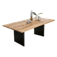 ESSTISCH 180/100/76 cm Echtholz  Holz, Metall rechteckig Naturfarben, Schwarz  - Schwarz/Naturfarben, MODERN, Holz/Metall (180/100/76cm) - MID.YOU
