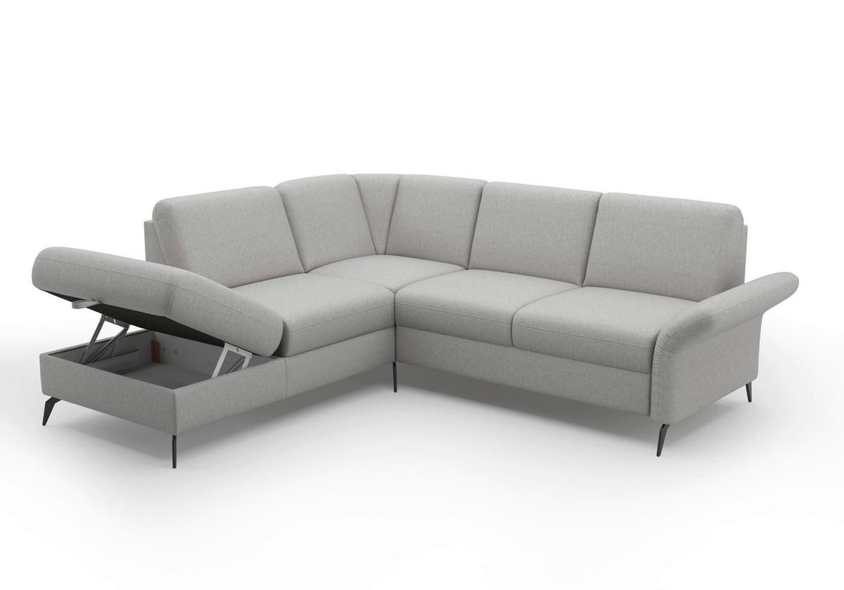 ECKSOFA ROCHELLE E Hellgrau Flachgewebe  - Hellgrau/Schwarz, KONVENTIONELL, Textil/Metall (216/240cm) - Sit & More