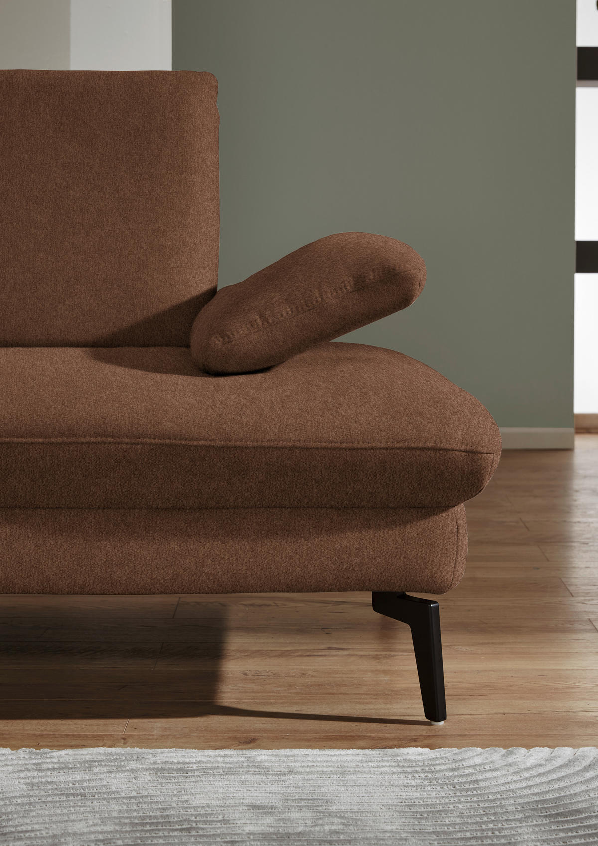 ECKSOFA in Chenille, Mikrofaser Braun  - Schwarz/Braun, Design, Textil/Metall (157/299cm) - Dieter Knoll