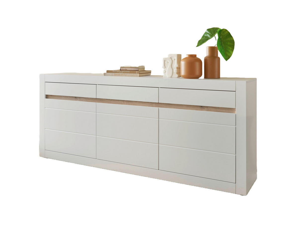 SIDEBOARD  217/90/42 cm 3 Schublade(n)  - Eichefarben/Weiß, Design, Holzwerkstoff (217/90/42cm) - MID.YOU
