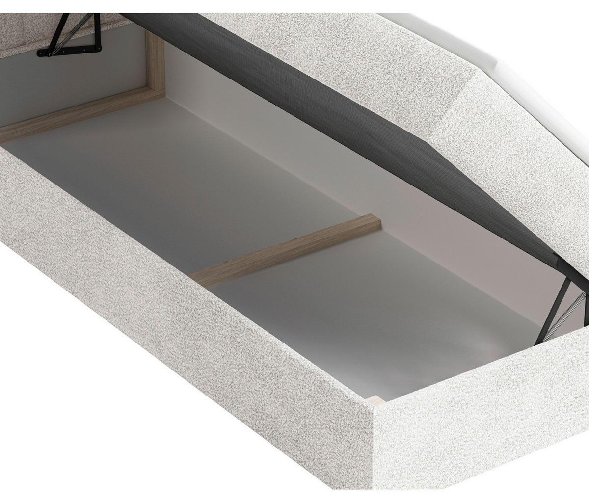 BOXBETT 160/200 cm,  in Weiß, Elfenbein, Bettkasten, Topper,  - Elfenbein/Schwarz, MODERN, Holz/Kunststoff (160/200cm) - MID.YOU