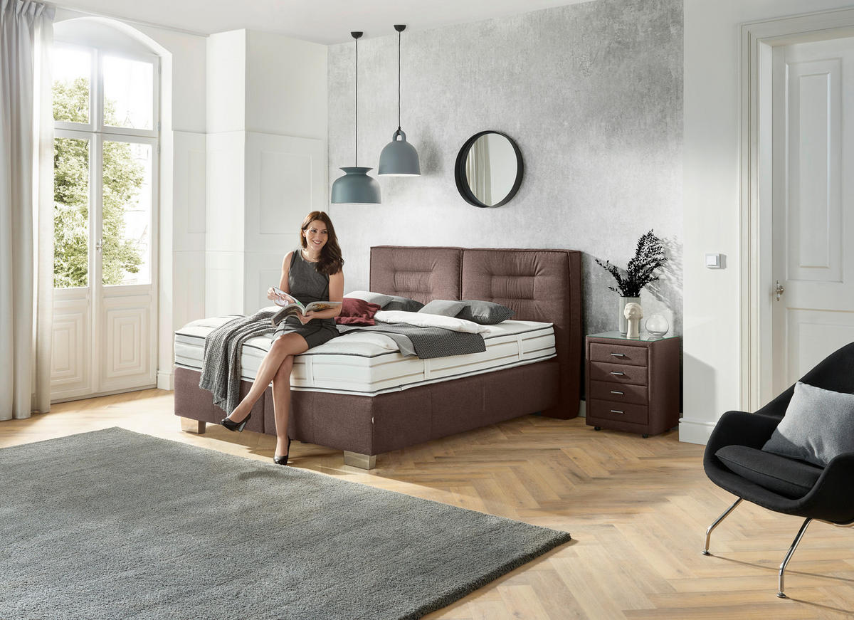 BOXSPRINGBETT 180/200 cm  in Braun  - Chromfarben/Braun, Konventionell, Textil (180/200cm) - Dieter Knoll