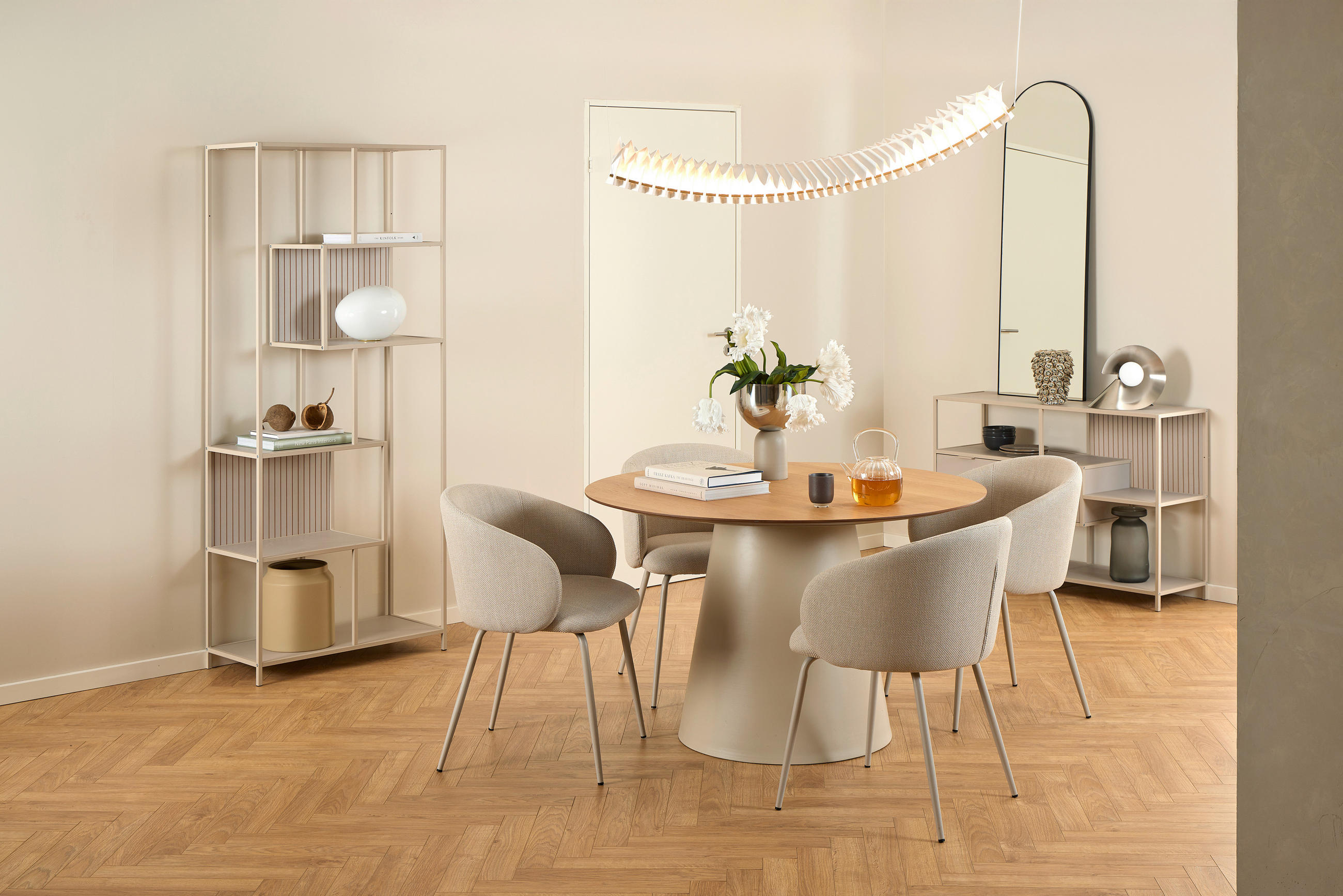 ARMLEHNSTUHL in Stahl Struktur - Beige/Grau, Design, Textil/Metall (55,5/79/55cm) - MID.YOU