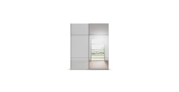 SCHWEBETÜRENSCHRANK 181/223/68 cm 2-türig Grau, Weiß - Chromfarben/Weiß, KONVENTIONELL, Glas/Holzwerkstoff (181/223/68cm) - Novel
