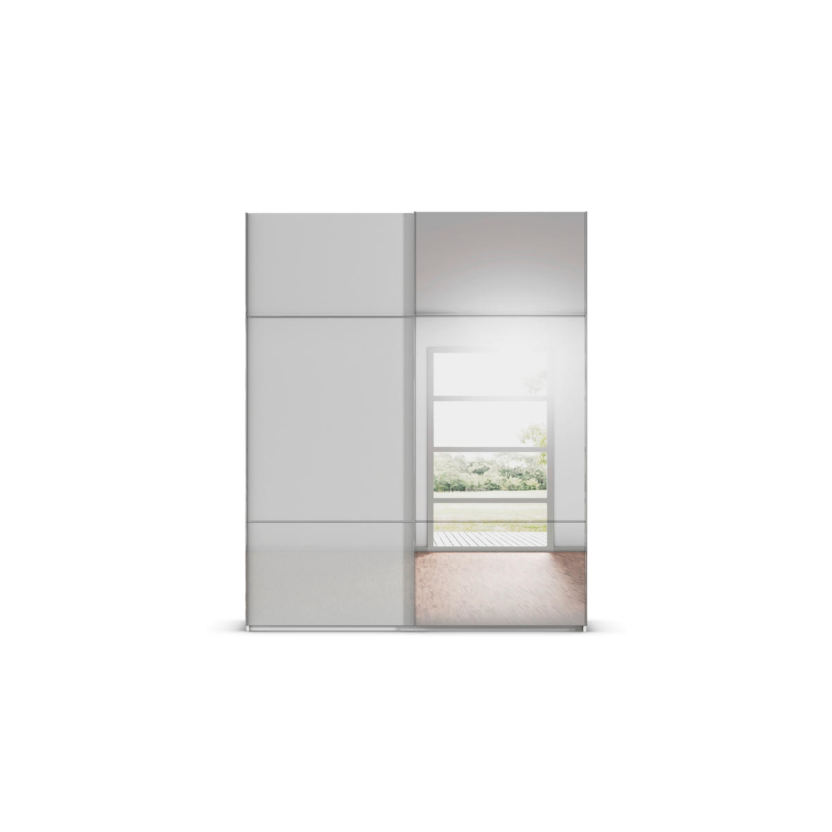 SCHWEBETÜRENSCHRANK 181/223/68 cm 2-türig Grau, Weiß  - Chromfarben/Weiß, KONVENTIONELL, Glas/Holzwerkstoff (181/223/68cm) - Novel