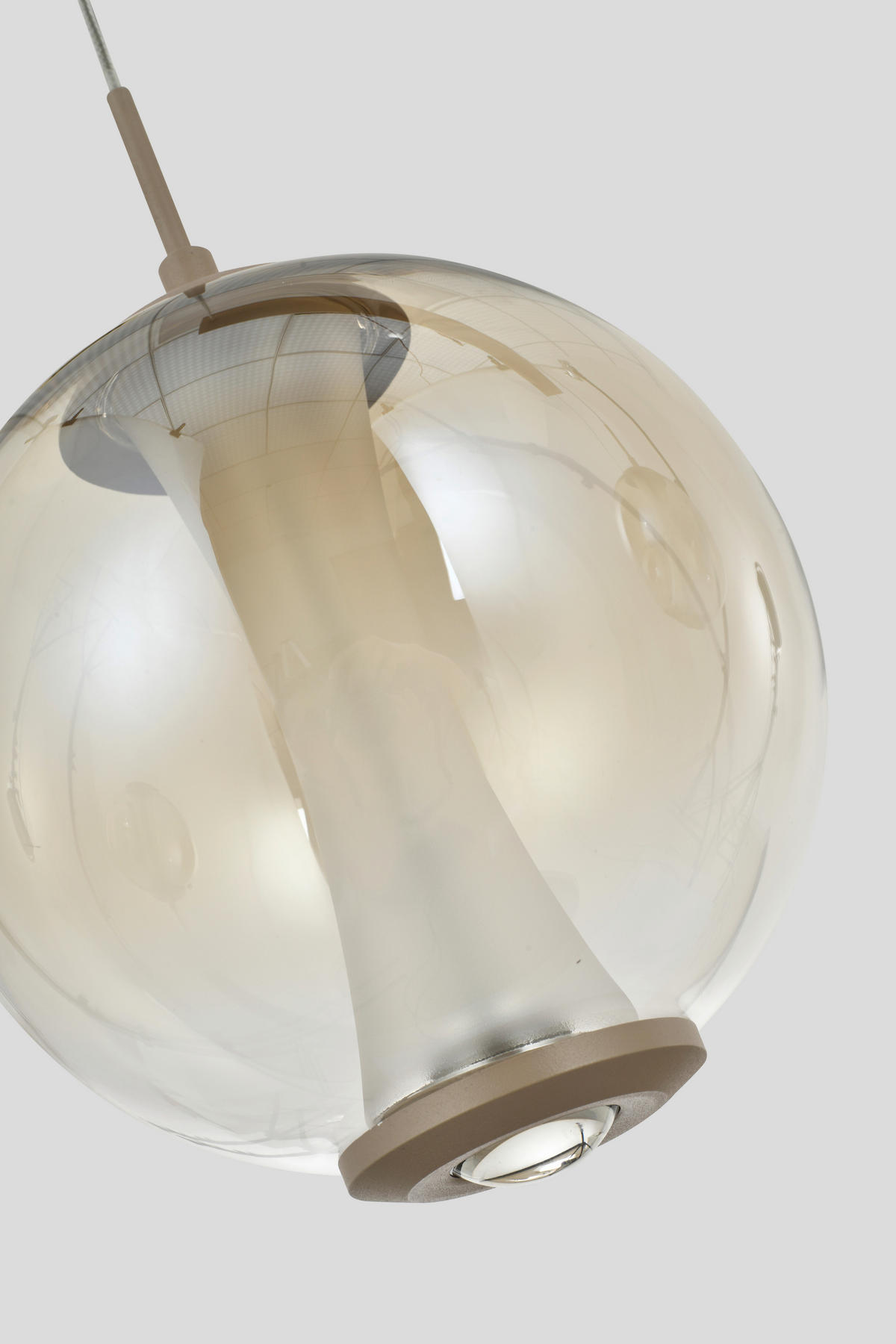 LED-HÄNGELEUCHTE Orleans 94/150/18 cm  - Sandfarben, Design, Glas/Metall (94/150/18cm)