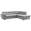 ECKSOFA Grau Chenille  - Chromfarben/Grau, Design, Textil/Metall (262/216cm) - Livetastic