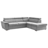 ECKSOFA Grau Chenille  - Chromfarben/Grau, Design, Textil/Metall (262/216cm) - Livetastic