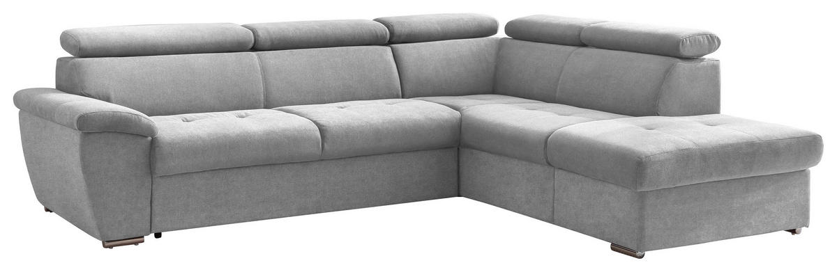 ECKSOFA Grau Chenille  - Chromfarben/Grau, Design, Textil/Metall (262/216cm) - Livetastic